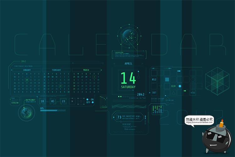 图片[1]-HUD信息图表高科技全息仪表盘数据可视化元素AI矢量PSD模板PS素材-设计猿