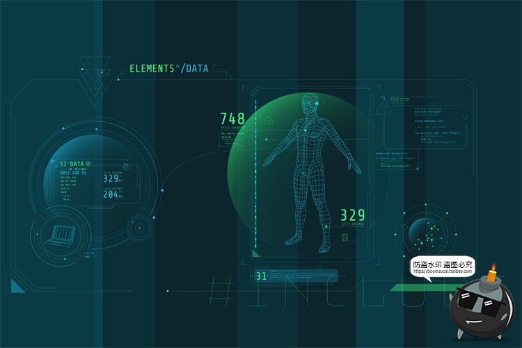 图片[6]-HUD信息图表高科技全息仪表盘数据可视化元素AI矢量PSD模板PS素材-设计猿
