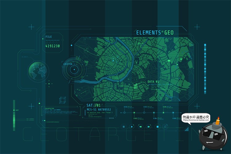 图片[9]-HUD信息图表高科技全息仪表盘数据可视化元素AI矢量PSD模板PS素材-设计猿