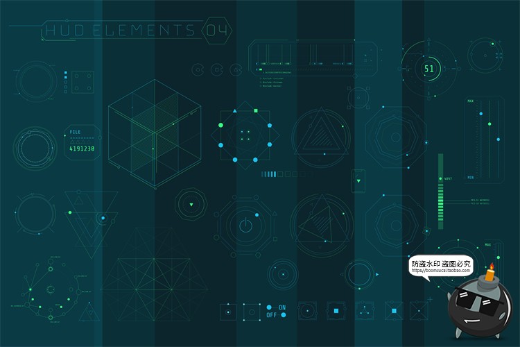 图片[15]-HUD信息图表高科技全息仪表盘数据可视化元素AI矢量PSD模板PS素材-设计猿