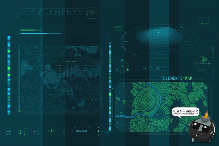 图片[17]-HUD信息图表高科技全息仪表盘数据可视化元素AI矢量PSD模板PS素材-设计猿