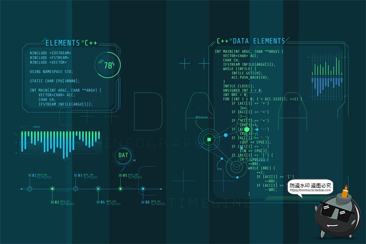 图片[23]-HUD信息图表高科技全息仪表盘数据可视化元素AI矢量PSD模板PS素材-设计猿