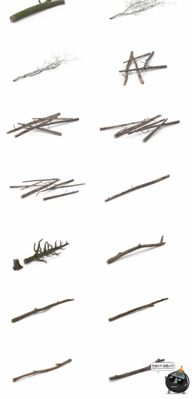 图片[1]-秋季枯叶落叶枯树枝干柴火树桩平面后期合成PSD源文件模板PS素材-设计猿