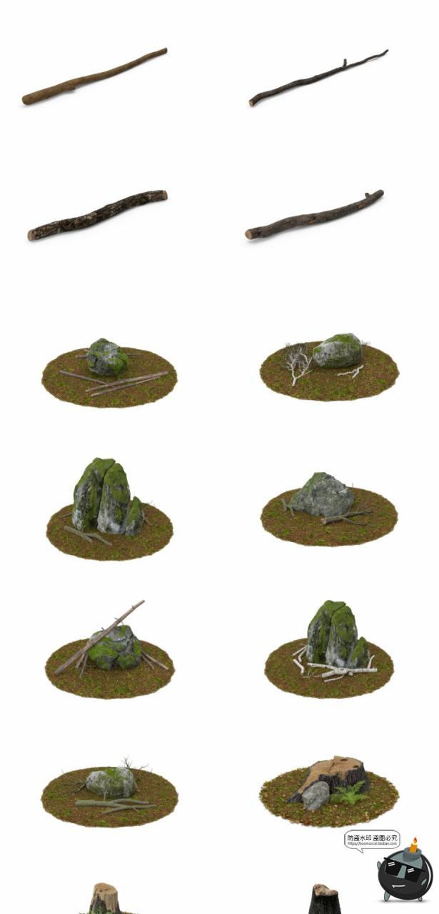 图片[2]-秋季枯叶落叶枯树枝干柴火树桩平面后期合成PSD源文件模板PS素材-设计猿