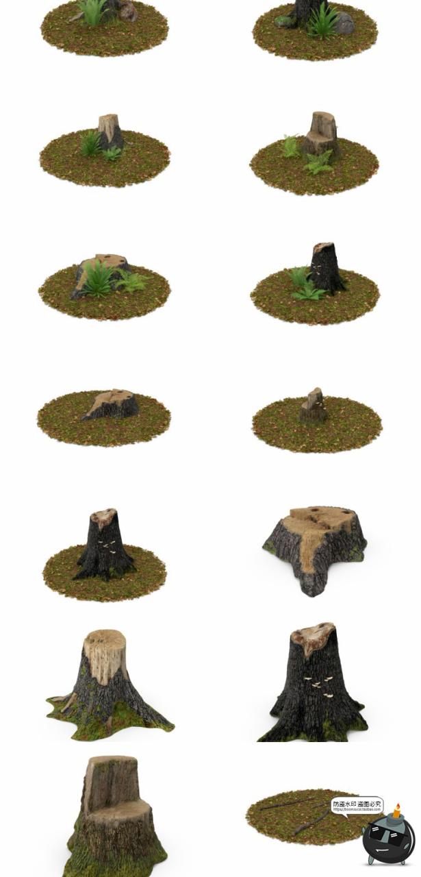 图片[3]-秋季枯叶落叶枯树枝干柴火树桩平面后期合成PSD源文件模板PS素材-设计猿