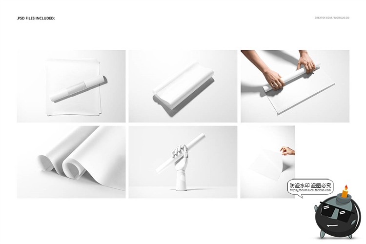 图片[2]-食品安全纸包装纸礼物礼品包装打包纸智能贴图样机PSD模板PS素材-设计猿