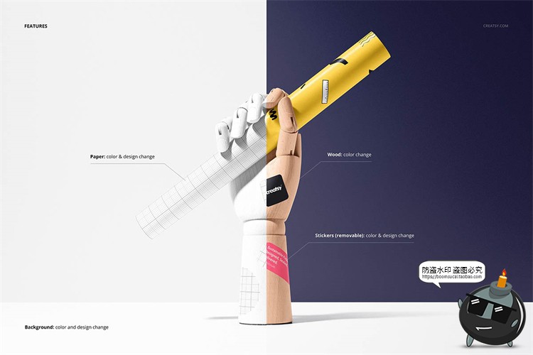 图片[3]-食品安全纸包装纸礼物礼品包装打包纸智能贴图样机PSD模板PS素材-设计猿