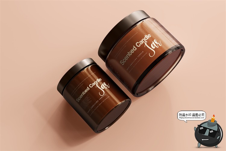 图片[3]-蜡烛香薰品牌琥珀色玻璃罐包装LOGO展示贴图VI样机PSD模板PS素材-设计猿