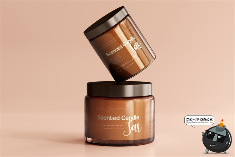 图片[4]-蜡烛香薰品牌琥珀色玻璃罐包装LOGO展示贴图VI样机PSD模板PS素材-设计猿