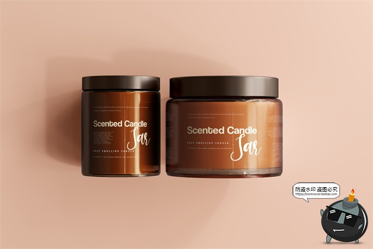 图片[5]-蜡烛香薰品牌琥珀色玻璃罐包装LOGO展示贴图VI样机PSD模板PS素材-设计猿