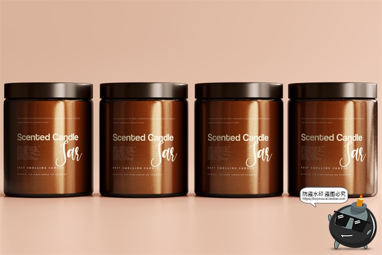 图片[8]-蜡烛香薰品牌琥珀色玻璃罐包装LOGO展示贴图VI样机PSD模板PS素材-设计猿