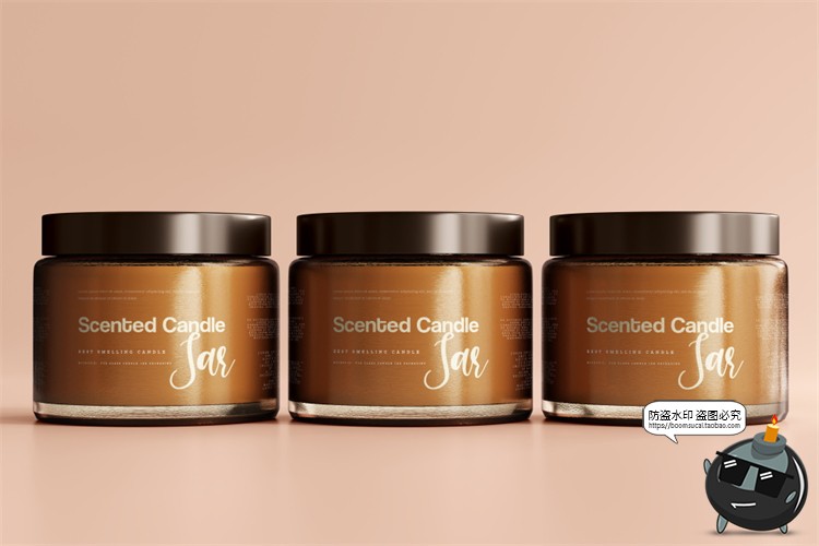 图片[9]-蜡烛香薰品牌琥珀色玻璃罐包装LOGO展示贴图VI样机PSD模板PS素材-设计猿