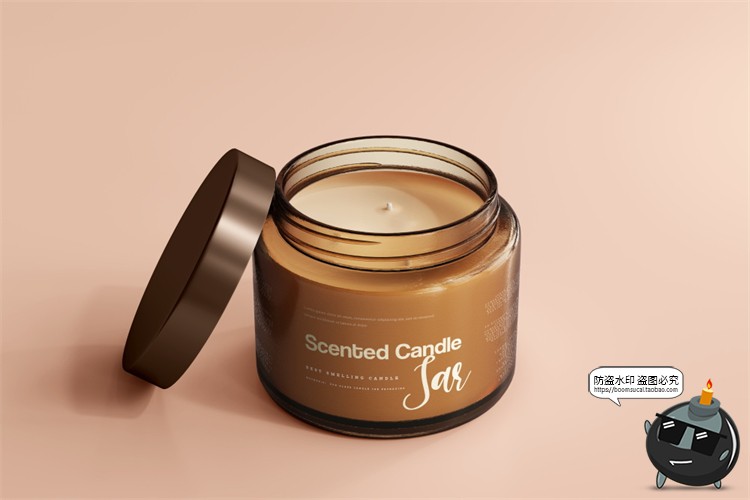 图片[13]-蜡烛香薰品牌琥珀色玻璃罐包装LOGO展示贴图VI样机PSD模板PS素材-设计猿