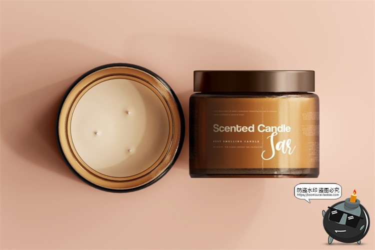 图片[17]-蜡烛香薰品牌琥珀色玻璃罐包装LOGO展示贴图VI样机PSD模板PS素材-设计猿