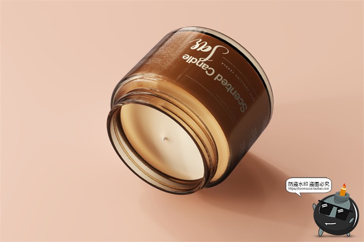 图片[18]-蜡烛香薰品牌琥珀色玻璃罐包装LOGO展示贴图VI样机PSD模板PS素材-设计猿