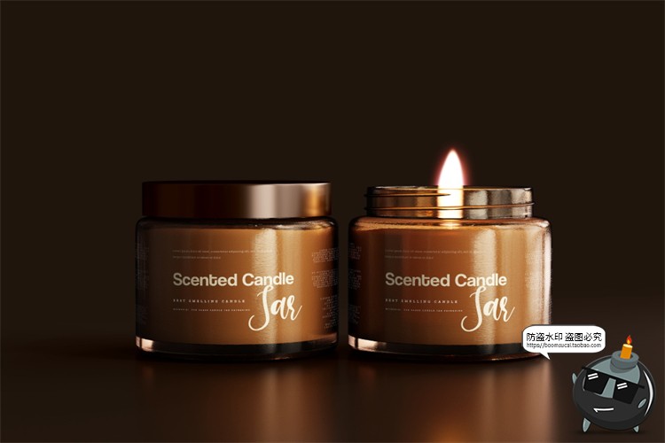 图片[24]-蜡烛香薰品牌琥珀色玻璃罐包装LOGO展示贴图VI样机PSD模板PS素材-设计猿