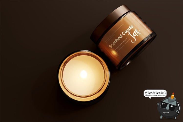 图片[25]-蜡烛香薰品牌琥珀色玻璃罐包装LOGO展示贴图VI样机PSD模板PS素材-设计猿