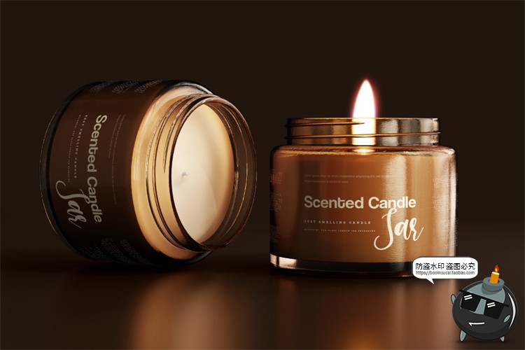 图片[27]-蜡烛香薰品牌琥珀色玻璃罐包装LOGO展示贴图VI样机PSD模板PS素材-设计猿