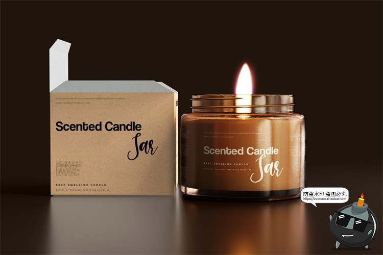 图片[28]-蜡烛香薰品牌琥珀色玻璃罐包装LOGO展示贴图VI样机PSD模板PS素材-设计猿