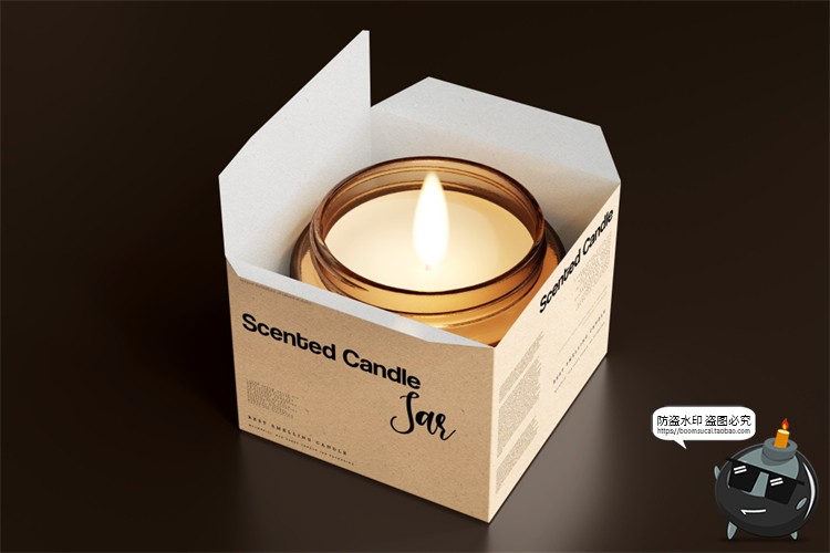 图片[29]-蜡烛香薰品牌琥珀色玻璃罐包装LOGO展示贴图VI样机PSD模板PS素材-设计猿