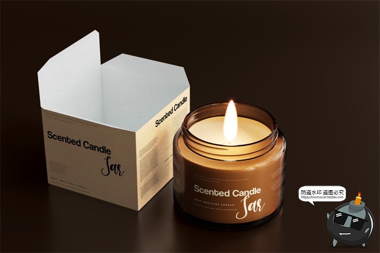 图片[30]-蜡烛香薰品牌琥珀色玻璃罐包装LOGO展示贴图VI样机PSD模板PS素材-设计猿
