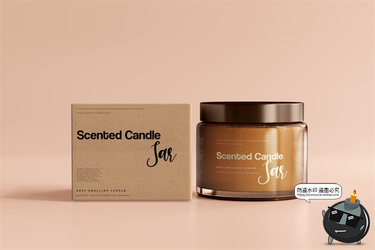 图片[31]-蜡烛香薰品牌琥珀色玻璃罐包装LOGO展示贴图VI样机PSD模板PS素材-设计猿
