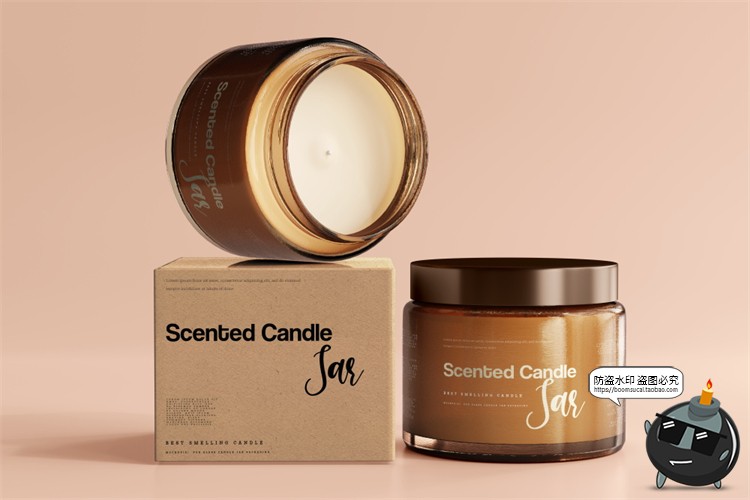 图片[32]-蜡烛香薰品牌琥珀色玻璃罐包装LOGO展示贴图VI样机PSD模板PS素材-设计猿