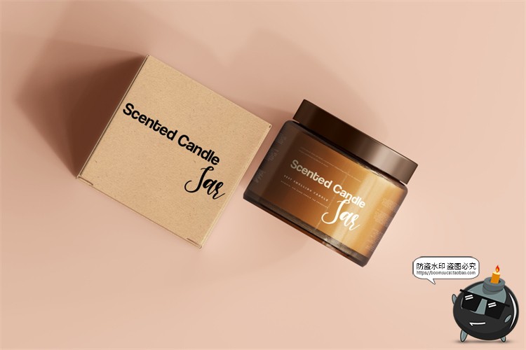 图片[36]-蜡烛香薰品牌琥珀色玻璃罐包装LOGO展示贴图VI样机PSD模板PS素材-设计猿