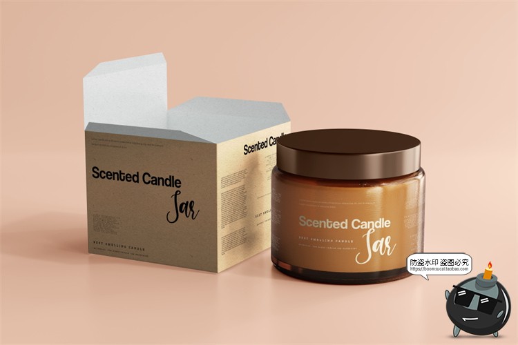 图片[40]-蜡烛香薰品牌琥珀色玻璃罐包装LOGO展示贴图VI样机PSD模板PS素材-设计猿