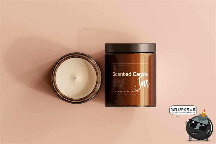 图片[46]-蜡烛香薰品牌琥珀色玻璃罐包装LOGO展示贴图VI样机PSD模板PS素材-设计猿