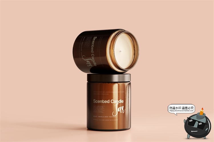 图片[48]-蜡烛香薰品牌琥珀色玻璃罐包装LOGO展示贴图VI样机PSD模板PS素材-设计猿