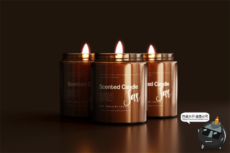图片[53]-蜡烛香薰品牌琥珀色玻璃罐包装LOGO展示贴图VI样机PSD模板PS素材-设计猿