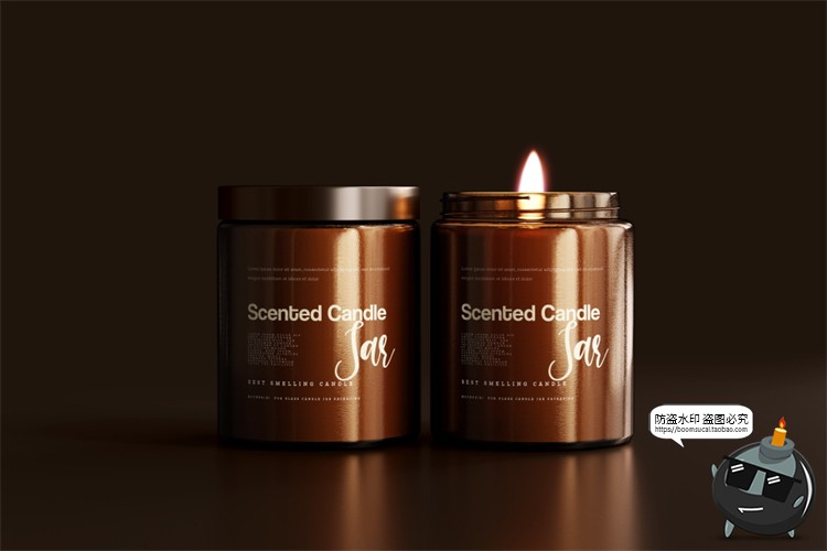 图片[54]-蜡烛香薰品牌琥珀色玻璃罐包装LOGO展示贴图VI样机PSD模板PS素材-设计猿
