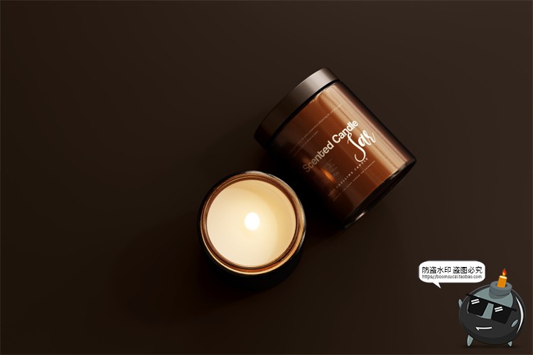 图片[55]-蜡烛香薰品牌琥珀色玻璃罐包装LOGO展示贴图VI样机PSD模板PS素材-设计猿