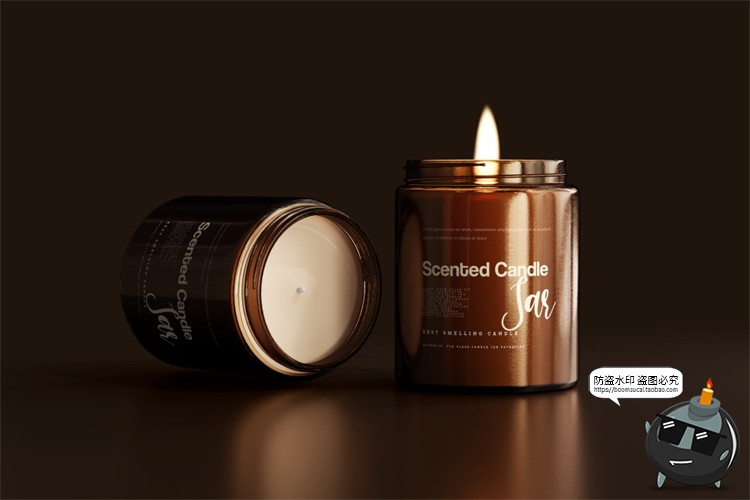 图片[57]-蜡烛香薰品牌琥珀色玻璃罐包装LOGO展示贴图VI样机PSD模板PS素材-设计猿