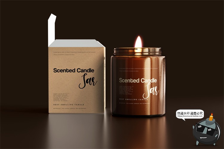 图片[58]-蜡烛香薰品牌琥珀色玻璃罐包装LOGO展示贴图VI样机PSD模板PS素材-设计猿