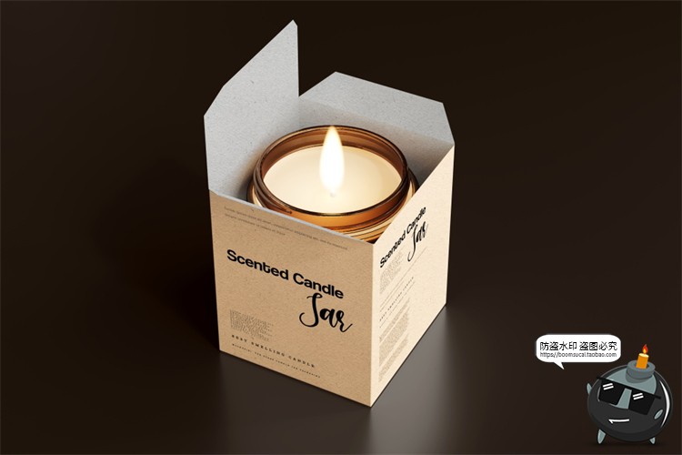 图片[59]-蜡烛香薰品牌琥珀色玻璃罐包装LOGO展示贴图VI样机PSD模板PS素材-设计猿