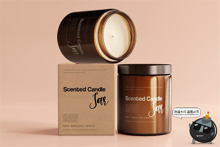 图片[62]-蜡烛香薰品牌琥珀色玻璃罐包装LOGO展示贴图VI样机PSD模板PS素材-设计猿