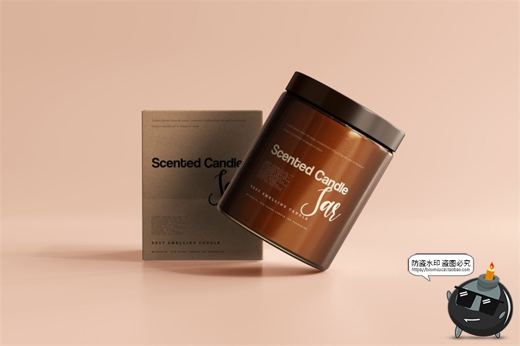 图片[63]-蜡烛香薰品牌琥珀色玻璃罐包装LOGO展示贴图VI样机PSD模板PS素材-设计猿