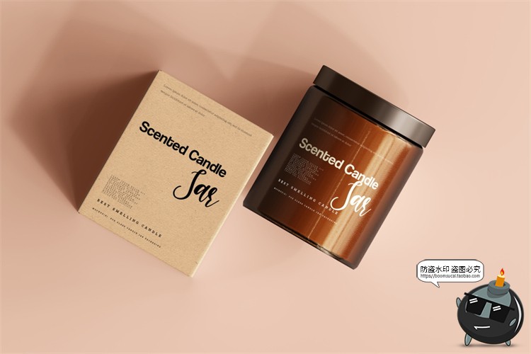 图片[66]-蜡烛香薰品牌琥珀色玻璃罐包装LOGO展示贴图VI样机PSD模板PS素材-设计猿