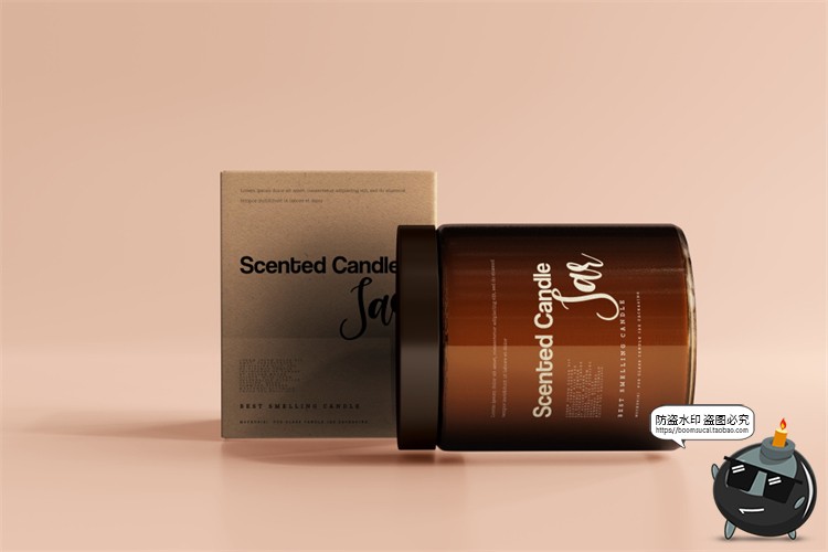 图片[67]-蜡烛香薰品牌琥珀色玻璃罐包装LOGO展示贴图VI样机PSD模板PS素材-设计猿