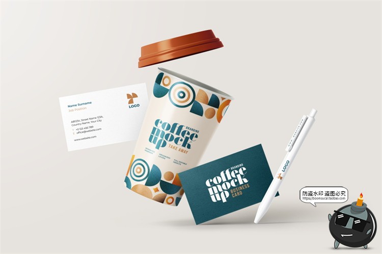 图片[3]-咖啡品牌提案VI名片包装袋纸杯马克杯贴图衍生样机PSD模板PS素材-设计猿