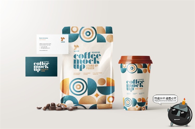 图片[4]-咖啡品牌提案VI名片包装袋纸杯马克杯贴图衍生样机PSD模板PS素材-设计猿