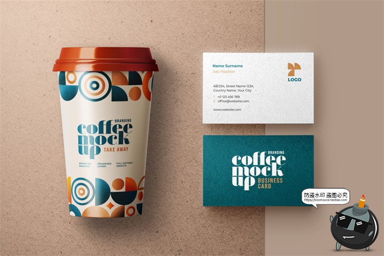 图片[5]-咖啡品牌提案VI名片包装袋纸杯马克杯贴图衍生样机PSD模板PS素材-设计猿