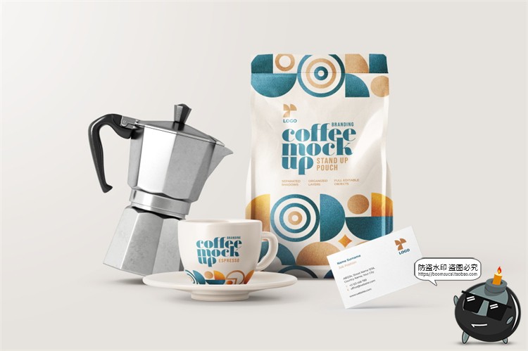 图片[11]-咖啡品牌提案VI名片包装袋纸杯马克杯贴图衍生样机PSD模板PS素材-设计猿