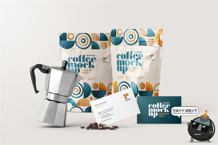 图片[12]-咖啡品牌提案VI名片包装袋纸杯马克杯贴图衍生样机PSD模板PS素材-设计猿