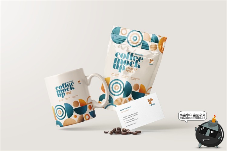 图片[16]-咖啡品牌提案VI名片包装袋纸杯马克杯贴图衍生样机PSD模板PS素材-设计猿
