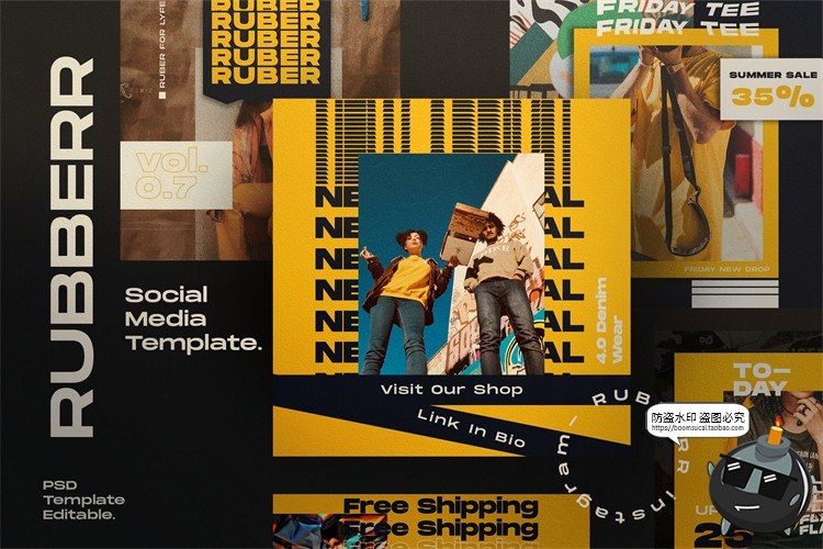 图片[1]-橙色系时尚潮流新媒体潮牌英文重叠字海报图文排版PSD模板PS素材-设计猿