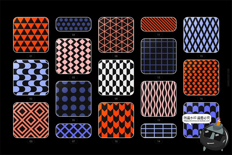 图片[3]-动感几何无缝拼接底纹平铺抽象图案活力四射AI矢量JPG图片PSD素材-设计猿