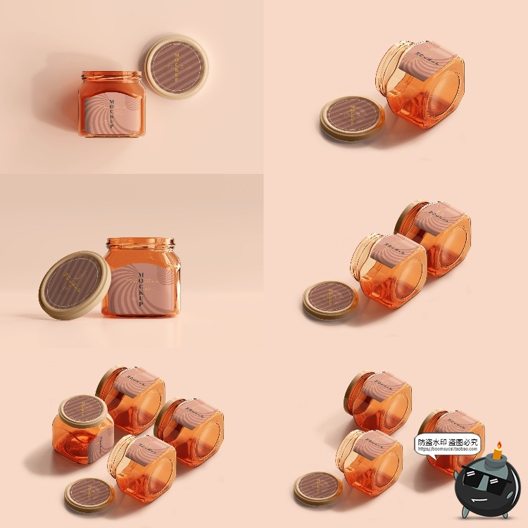 图片[5]-玻璃罐蜂蜜琥珀色密封多规格透明瓶展示贴图PSD模板样机集PS素材-设计猿